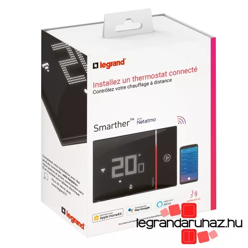 Legrand Smarther Netatmo Wi-Fi okostermosztát süllyesztett, fekete, Legrand 049039