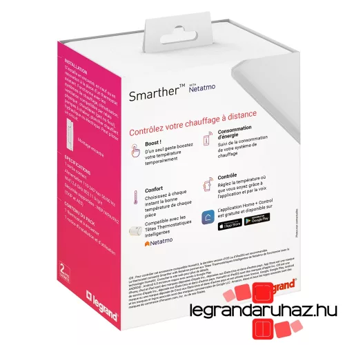Legrand Smarther Netatmo Wi-Fi okostermosztát falon kívüli, fehér, Legrand 049040