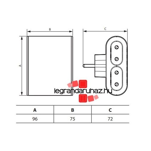 Legrand Négyes 2P elosztódugó, 6A, fehér, Legrand 049400