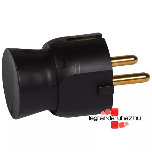 Legrand 2P+F földelt, oldalsó bekötésű műanyag csatlakozódugó, fekete, Legrand 050178