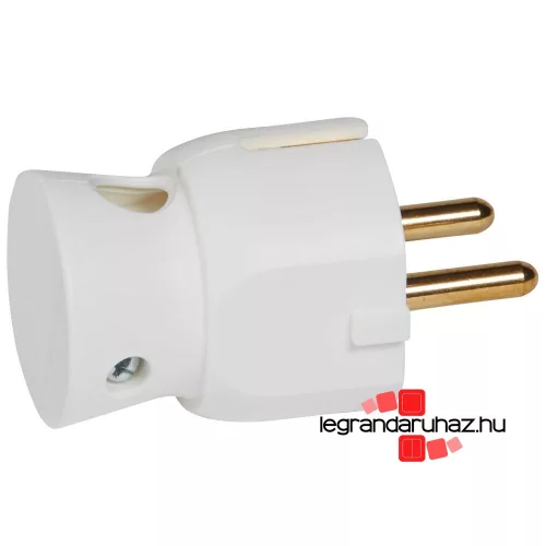 Legrand 2P+F földelt, oldalsó bekötésű műanyag csatlakozódugó, fehér, Legrand 050316