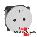 Legrand Céliane 2P+F csatlakozóaljzat, falsíkba illeszkedő fehér betéttárcsával, biztonsági zsaluval, rugós bekötéssel, Legrand 067166