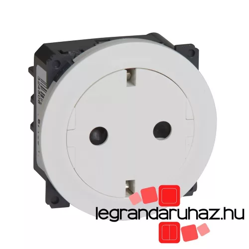 Legrand Céliane 2P+F csatlakozóaljzat, falsíkba illeszkedő fehér betéttárcsával, biztonsági zsaluval, rugós bekötéssel, Legrand 067166