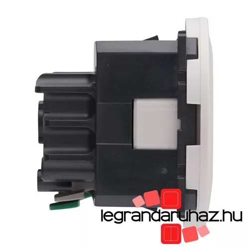 Legrand Céliane 2P+F csatlakozóaljzat, falsíkba illeszkedő fehér betéttárcsával, biztonsági zsaluval, rugós bekötéssel, Legrand 067166