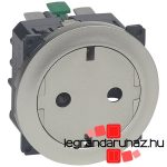 Legrand Céliane 2P+F csatlakozóaljzat, falsíkba illeszkedő titán betéttárcsával, biztonsági zsaluval, rugós bekötéssel, Legrand 067167