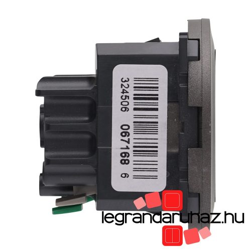 Legrand Céliane 2P+F csatlakozóaljzat, falsíkba illeszkedő grafit betéttárcsával, biztonsági zsaluval, rugós bekötéssel, Legrand 067168