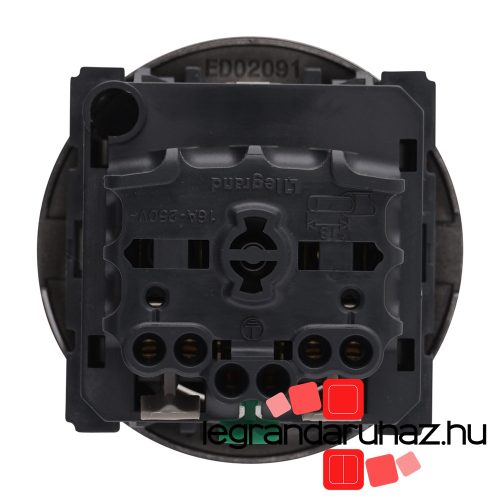 Legrand Céliane 2P+F csatlakozóaljzat, falsíkba illeszkedő grafit betéttárcsával, biztonsági zsaluval, rugós bekötéssel, Legrand 067168