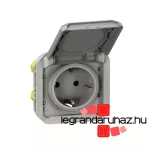 Legrand Plexo 55 2P+F csatlakozóaljzat csapófedéllel, rugós vezetékbekötéssel, szürke, Legrand 069570L