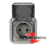 Legrand Plexo 55 2P+F csatlakozóaljzat csapófedéllel, rugós vezetékbekötéssel, szürke, Legrand 069570L