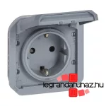 Legrand Plexo 55 2P+F csatlakozóaljzat csapófedéllel, csavaros vezetékbekötéssel, szürke, Legrand 069571L