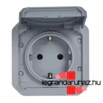 Legrand Plexo 55 2P+F csatlakozóaljzat csapófedéllel, csavaros vezetékbekötéssel, szürke, Legrand 069571L