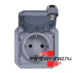 Legrand Plexo 55 kulcsos 2P+F csatlakozóaljzat csapófedéllel, rugós vezetékbekötéssel, szürke, Legrand 069574L