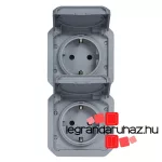 Legrand Plexo 55 2x2P+F elővezetékezett függőleges csatlakozóaljzat csapófedéllel, szürke, Legrand 069577L