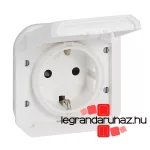 Legrand Plexo 55 2P+F csatlakozóaljzat csapófedéllel, csavaros vezetékbekötéssel, fehér, Legrand 069639L