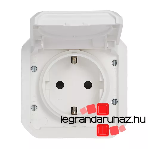 Legrand Plexo 55 2P+F csatlakozóaljzat csapófedéllel, csavaros vezetékbekötéssel, fehér, Legrand 069639L