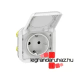 Legrand Plexo 55 2P+F csatlakozóaljzat csapófedéllel, rugós vezetékbekötéssel, fehér, Legrand 069640L