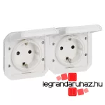 Legrand Plexo 55 2x2P+F elővezetékezett vízszintes csatlakozóaljzat csapófedéllel, fehér, Legrand 069675L