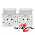 Legrand Plexo 55 2x2P+F elővezetékezett vízszintes csatlakozóaljzat csapófedéllel, fehér, Legrand 069675L