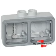   Legrand Plexo 55 falonkívüli doboz 2-es vízszintes, tömszelencével, szürke, Legrand 069678