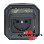 Legrand Plexo 55 falon kívüli 2P+F csatlakozóaljzat elektromos autók töltéséhez 16A, összeszerelt, antracit, Legrand 069708L