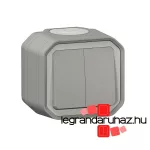 Legrand Plexo 55 falon kívüli kettős váltókapcsoló 10A, összeszerelt, szürke, Legrand 069715L