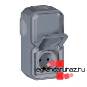   Legrand Plexo 55 falon kívüli 2x2P+F elővezetékezett függőleges csatlakozóaljzat csapófedéllel, összeszerelt, szürke, Legrand 069744L