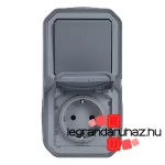Legrand Plexo 55 falon kívüli váltókapcsoló + 2P+F csatlakozóaljzat csapófedéllel, összeszerelt, csavaros vezetékbekötéssel, szürke, Legrand 069746L