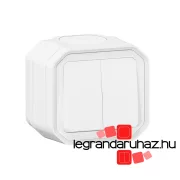   Legrand Plexo 55 falon kívüli kettős váltókapcsoló 10A, összeszerelt, fehér, Legrand 069755L