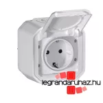 Legrand Plexo 55 falon kívüli 2P+F csatlakozóaljzat csapófedéllel, összeszerelt, rugós vezetékbekötéssel, fehér, Legrand 069770L