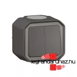 Legrand Plexo 55 falon kívüli kettős váltókapcsoló 10A, összeszerelt, antracit, Legrand 069775L