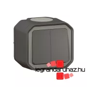   Legrand Plexo 55 falon kívüli kettős váltókapcsoló 10A, összeszerelt, antracit, Legrand 069775L