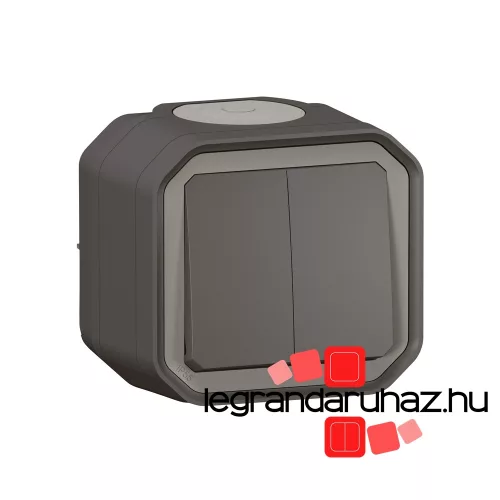 Legrand Plexo 55 falon kívüli kettős váltókapcsoló 10A, összeszerelt, antracit, Legrand 069775L