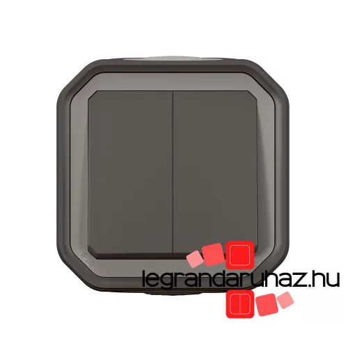 Legrand Plexo 55 falon kívüli kettős váltókapcsoló 10A, összeszerelt, antracit, Legrand 069775L