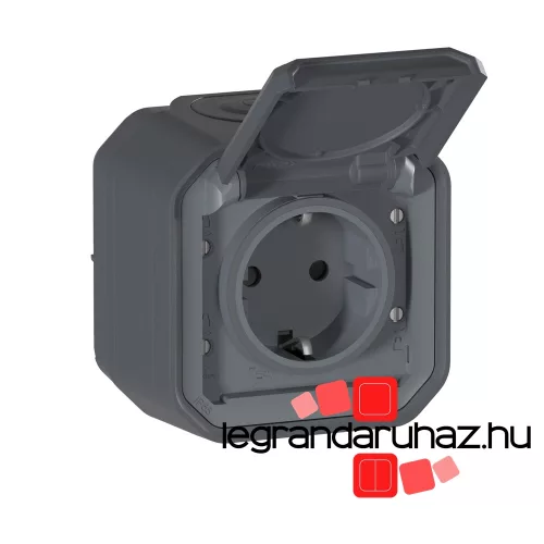 Legrand Plexo 55 falon kívüli 2P+F csatlakozóaljzat elektromos kerékpárok töltéséhez 16A, összeszerelt, antracit, Legrand 069784L