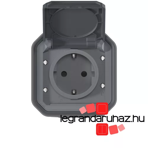 Legrand Plexo 55 falon kívüli 2P+F csatlakozóaljzat elektromos kerékpárok töltéséhez 16A, összeszerelt, antracit, Legrand 069784L