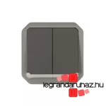 Legrand Plexo 55 kettős váltókapcsoló jelzőfénnyel 10A, antracit, Legrand 069806L