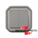 Legrand Plexo 55 süllyesztett kettős váltókapcsoló 10A, összeszerelt, szürke, Legrand 069815L