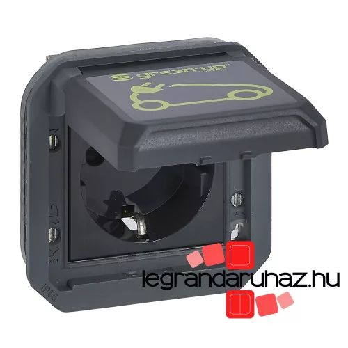 Legrand Plexo 55 2P+F csatlakozóaljzat elektromos autók töltéséhez 16A, antracit, Legrand 069818L
