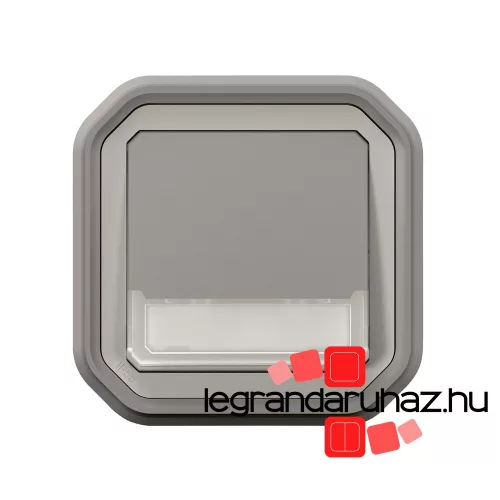 Legrand Plexo 55 süllyesztett váltóérintkezős nyomó jelzőfénnyel, címketartóval 10A, összeszerelt, szürke, Legrand 069824L