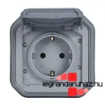 Legrand Plexo 55 süllyesztett 2P+F csatlakozóaljzat csapófedéllel, összeszerelt, csavaros vezetékbekötéssel, szürke, Legrand 069833L