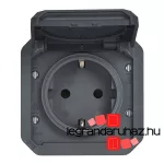 Legrand Plexo 55 2P+F csatlakozóaljzat csapófedéllel, csavaros vezetékbekötéssel, antracit, Legrand 069839L