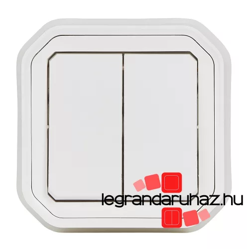 Legrand Plexo 55 süllyesztett kettős váltókapcsoló 10A, összeszerelt, fehér, Legrand 069855L