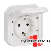   Legrand Plexo 55 süllyesztett 2P+F csatlakozóaljzat csapófedéllel, összeszerelt, rögzítőkörommel és csavaros vezetékbekötéssel, fehér, Legrand 069868L