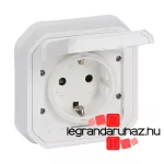 Legrand Plexo 55 süllyesztett 2P+F csatlakozóaljzat csapófedéllel, összeszerelt, csavaros vezetékbekötéssel, fehér, Legrand 069869L