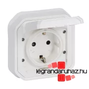   Legrand Plexo 55 süllyesztett 2P+F csatlakozóaljzat csapófedéllel, összeszerelt, csavaros vezetékbekötéssel, fehér, Legrand 069869L