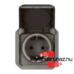 Legrand Plexo 55 2P+F csatlakozóaljzat csapófedéllel, rugós vezetékbekötéssel, antracit, Legrand 069871L