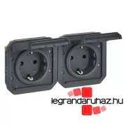   Legrand Plexo 55 2x2P+F elővezetékezett vízszintes csatlakozóaljzat csapófedéllel, antracit, Legrand 069879L