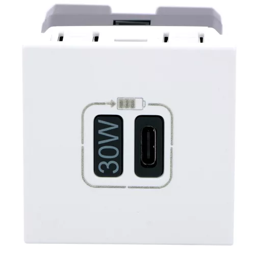 Legrand Program Mosaic 1 x USB-C Power Delivery töltőaljzat - 3 A - 30 W, 2 modul, fehér, Legrand 077585L