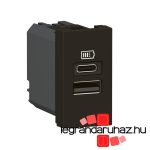 Legrand Program Mosaic kettős USB-A és USB-C töltőaljzat - 3 A - 15 W, 1 modul, fekete, Legrand 077672L