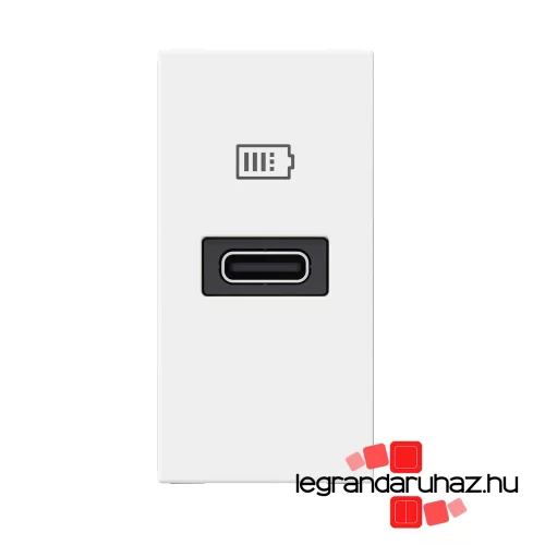 Legrand Program Mosaic USB-C töltőaljzat - 3 A - 20 W, 1 modul, fehér, Legrand 077690L
